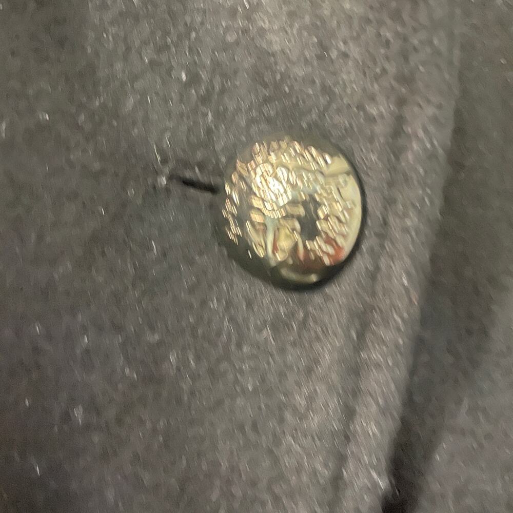 GUESS Black Wool Double Breasted Peacoat with Ruffle Size M - Picture 4 of 15